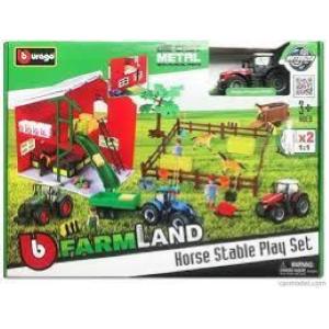 BURAGO FARMLAND PLAYSET CAVALLI CON TRATTORE 10CM (INCLUSO)